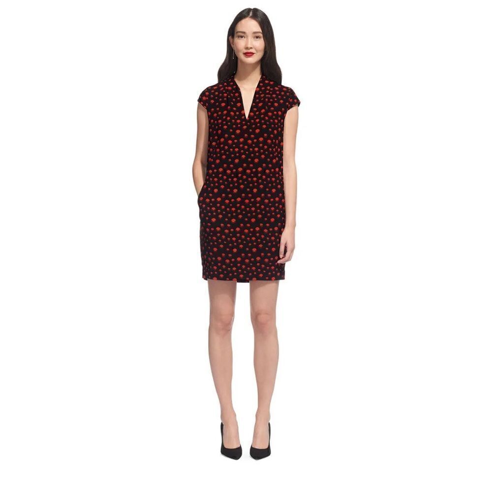 Whistles Paige Eclipse Print Dress - Red Multi 2